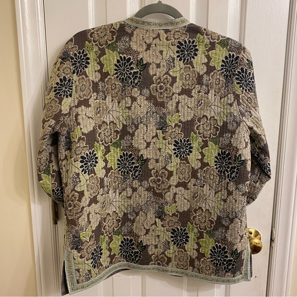 Boho Quilted Reversible Jacket Button Closure Poc… - image 7